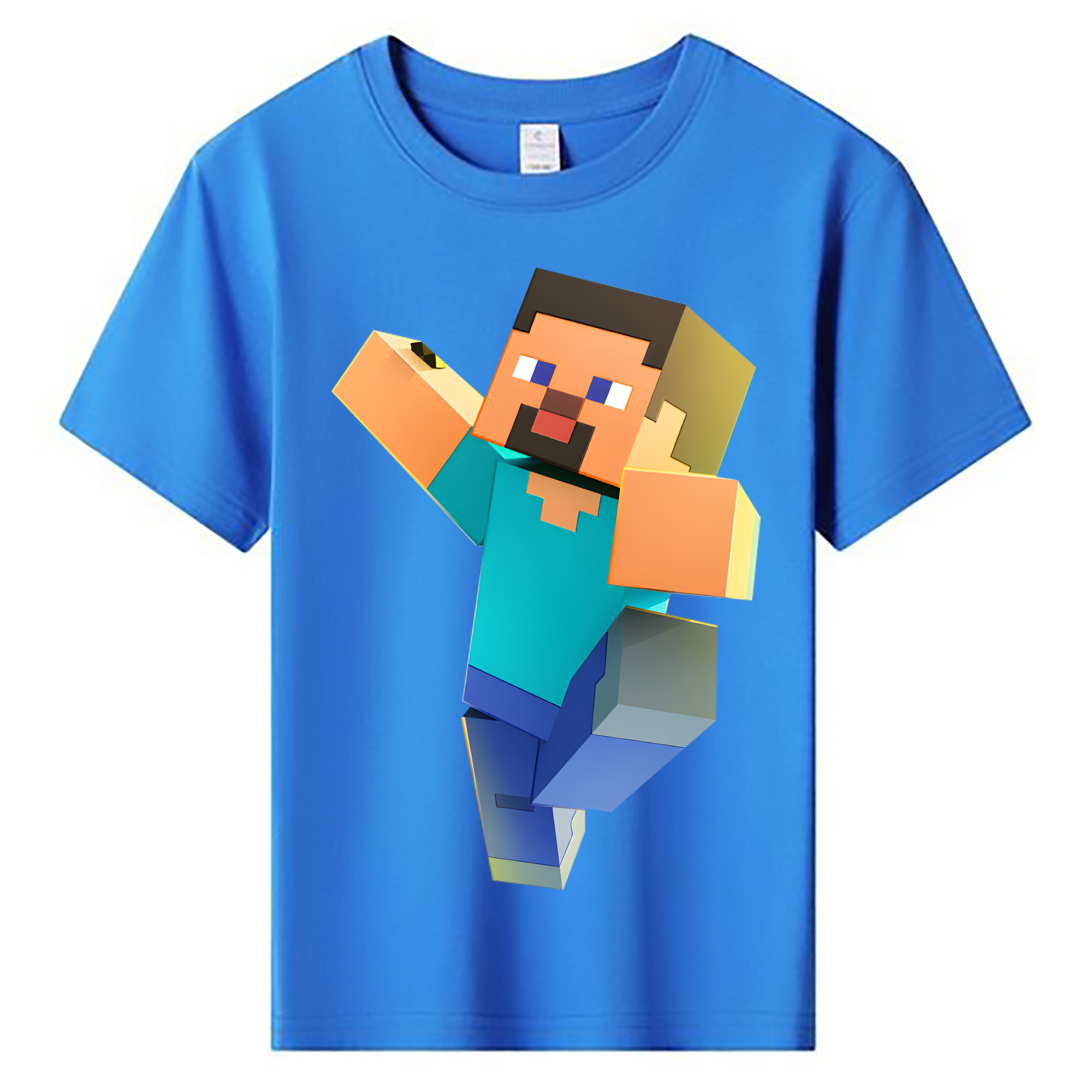 （画像用） マインクラフト ブロックの世界 Minecraft MC Block world 綿100％キッズTシャツ（フロントプリント）
